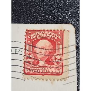 RARE 1903 319 RED TYPE 1 Washington 2¢ US Postage Stamp VF Cancel On Postcard
